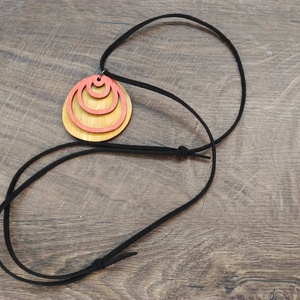 Kétszínű kétrétegű nyaklánc állítható hosszúsággal - sárga+narancs - ékszer - nyaklánc - medálos nyaklánc - Meska.hu