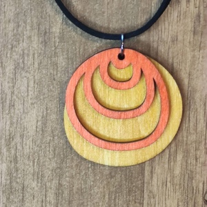 Kétszínű kétrétegű nyaklánc állítható hosszúsággal - sárga+narancs, Ékszer, Nyaklánc, Medálos nyaklánc, Famegmunkálás, MESKA