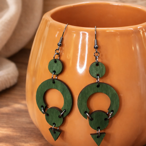 Körvarázs � Zöld, Lézervágott Fa Fülbevaló - Meska.hu