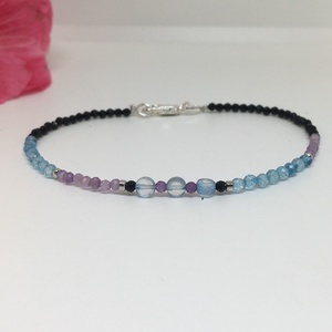 Kék Topáz- Ametiszt minimál karkötő - Meska.hu