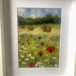 Tűnemezelt gyapjúkép - Kőröshegyi rét  - művészet - textilkép - nemezelt - Meska.hu