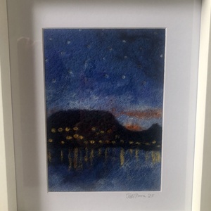 Tűnemezelt gyapjúkép - Balatoni éjszaka - Meska.hu