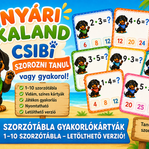 Letölthető Szorzókártyák - játék & sport - készségfejlesztő és logikai játék - oktató játékok - Meska.hu