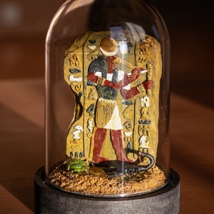 Egyiptomi mini dioráma üvegbúrában, Otthon & Lakás, Dekoráció, Dísztárgy, Festészet, Szobrászat, Meska