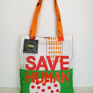 SAVE HUMAN textil táska, Táska & Tok, Bevásárlás & Shopper táska, Shopper, textiltáska, szatyor, Varrás, MESKA
