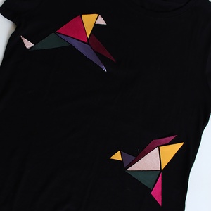 Női felső origami madarakkal - Meska.hu