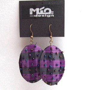 Lila kockás gyöngyös fülbevaló - Meska.hu