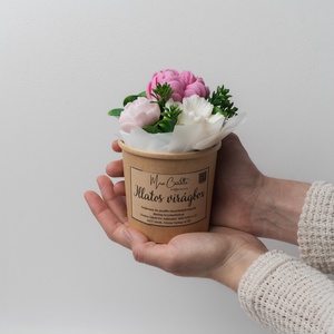 Mini rózsaszines virágbox - otthon & életmód - dekoráció - asztal és polc dekoráció - asztaldísz - Meska.hu