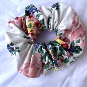 textil scrunchie hajgumi, M - vintage virág - ruha & divat - hajdísz & hajcsat - hajgumi - Meska.hu