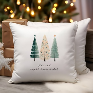 Karácsonyi, saját szöveggel ellátott, személyre szabható díszpárnahuzat - boho fenyőfa - Meska.hu