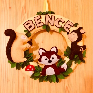 Erdei állatok  filc gyerek névtábla, ajtódísz, falidísz, babaszoba dekoráció - otthon & életmód - babaszoba, gyerekszoba - babaszoba dekoráció - Meska.hu