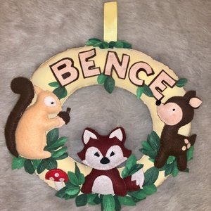 Erdei állatok  filc gyerek névtábla, ajtódísz, falidísz, babaszoba dekoráció - Meska.hu