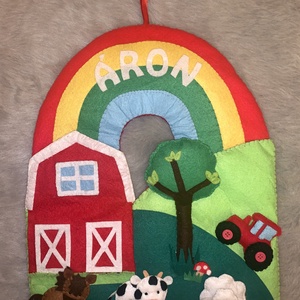 Farm, tanya, gazdaság filc gyerek névtábla, falidísz, ajtódísz, babaszoba dekoráció - Meska.hu