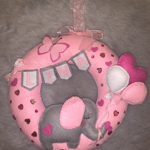 Elefánt lufikkal filc gyerek névtábla, ajtódísz,falidísz , babaszoba dekoráció  - Meska.hu