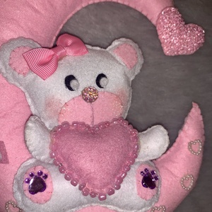 Fehér macis filc névtábla, falidísz, babaszoba dekoráció  - otthon & életmód - babaszoba, gyerekszoba - gyerek névtábla - Meska.hu