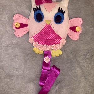 Baglyos filc  hajcsat tartó, Ékszer, Ékszertartó, Fali ékszertartó, Varrás, MESKA