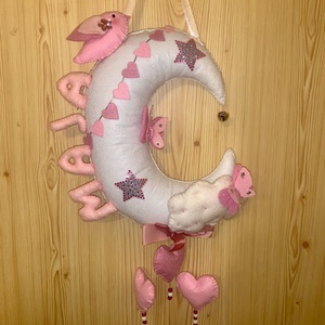 Holdas  filc névtábla , falidísz , babaszoba dekoráció - Meska.hu