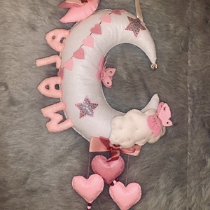 Holdas  filc névtábla , falidísz , babaszoba dekoráció - otthon & életmód - babaszoba, gyerekszoba - gyerek névtábla - Meska.hu