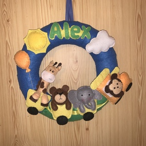 Vonaton utazó állatkák gyerek névtábla, ajtódísz,falidísz - otthon & életmód - babaszoba, gyerekszoba - gyerek névtábla - Meska.hu