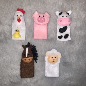 Farm, tanya állatai , ház körüli állatok, házi állatok   filc ujjbáb készlet - játék & sport - bábok - ujjbáb - Meska.hu