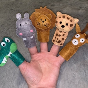 Szafari, vadon élő állatok, vadállatok  filc ujjbáb készlet - játék & sport - bábok - ujjbáb - Meska.hu