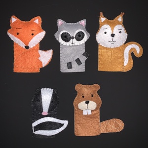 Erdei állatok, vadon élő állatok filc ujjbáb készlet - játék & sport - bábok - ujjbáb - Meska.hu