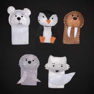 Sarkköri, sarkvidéki,vadon élő állatok filc ujjbáb készlet - játék & sport - bábok - ujjbáb - Meska.hu