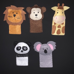Vadon élő állatok, vadállatok filc ujjbáb készlet - játék & sport - bábok - ujjbáb - Meska.hu