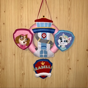 Mancs őrjárat filc ajtódísz, gyereknévtábla gyerekeknek, gyerekszoba dekoráció - Meska.hu