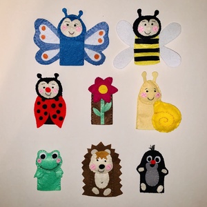 Állatok a kertben, mezőn filc ujjbáb készlet- 8 db. - játék & sport - bábok - ujjbáb - Meska.hu