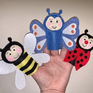 Állatok a kertben, mezőn filc ujjbáb készlet- 8 db., Játék & Sport, Bábok, Ujjbáb, Varrás, Mindenmás, MESKA