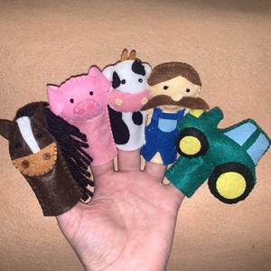 Farm, tanya állatai gazdával, háziállatok filc ujjbáb készlet, Játék & Sport, Bábok, Ujjbáb, Varrás, Mindenmás, MESKA