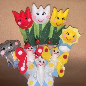 A három pillangó filc ujjbábok, ujjbáb készlet - játék & sport - bábok - ujjbáb - Meska.hu