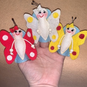 A három pillangó filc ujjbábok, ujjbáb készlet - játék & sport - bábok - ujjbáb - Meska.hu