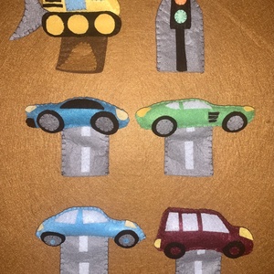 Kisautók, járművek  filc ujjbáb készlet jelzőlámpával - játék & sport - bábok - ujjbáb - Meska.hu