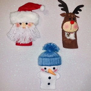 Télapó, rénszarvas,hóember karácsony ujjbáb készlet - játék & sport - bábok - ujjbáb - Meska.hu