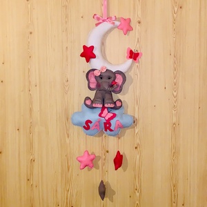 Felhőn üldögélő elefánt babaszoba dekoráció, gyermek névtábla, ajtódísz , Otthon & Életmód, Babaszoba, gyerekszoba, Babaszoba dekoráció, Mindenmás, Varrás, MESKA