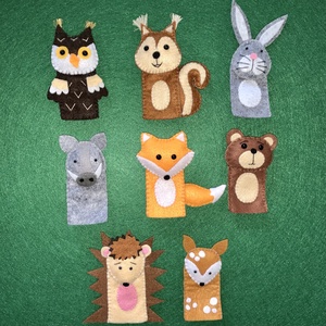 Erdei állatok filc ujjbábok , vadon élő állatok filc ujjbáb készlet - játék & sport - bábok - ujjbáb - Meska.hu