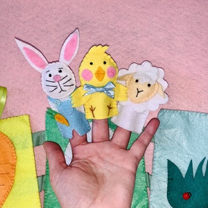 Ujjbábok húsvétra tárolóval- nyuszi,csibe,bari - játék & sport - bábok - ujjbáb - Meska.hu