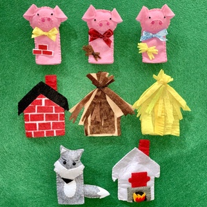 A három kismalac és a farkas  filc ujjbáb készlet - játék & sport - bábok - ujjbáb - Meska.hu