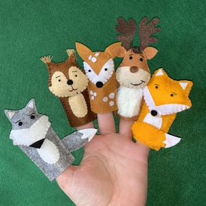 Ujjbáb készlet, erdei állatok ujjbábok OM - játék & sport - bábok - ujjbáb - Meska.hu