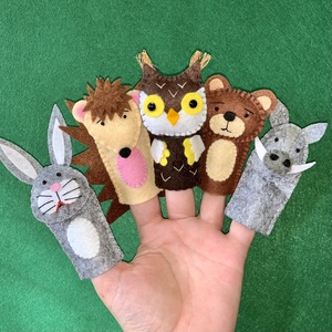 Ujjbáb készlet, erdei állatok ujjbábok OM - játék & sport - bábok - ujjbáb - Meska.hu