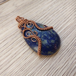 Lápisz lazuli réz nyaklánc Klimt által inspirálva - ékszer - nyaklánc - medálos nyaklánc - Meska.hu