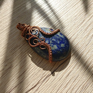 Lápisz lazuli réz nyaklánc Klimt által inspirálva - ékszer - nyaklánc - medálos nyaklánc - Meska.hu