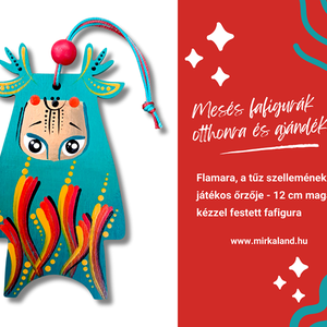Flamara, a tűz szellemének játékos őrzője  kézzel festett fafigura - otthon & életmód - dekoráció - fali és függő dekoráció - függődísz - Meska.hu
