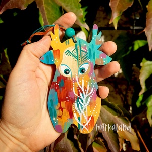 Rilava, az Iránytűszarvas  kézzel festett fafigura - otthon & életmód - dekoráció - fali és függő dekoráció - függődísz - Meska.hu