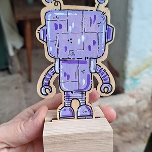 Kisrobot � Kézzel Festett Fa Asztali Dekoráció - otthon & életmód - dekoráció - dekoratív figurák és szobrok - Meska.hu