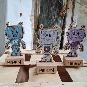Kisrobot � Kézzel Festett Fa Asztali Dekoráció - otthon & életmód - dekoráció - dekoratív figurák és szobrok - Meska.hu