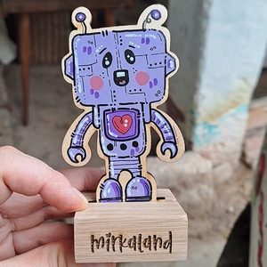 Kisrobot � Kézzel Festett Fa Asztali Dekoráció - otthon & életmód - dekoráció - dekoratív figurák és szobrok - Meska.hu
