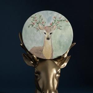 Pasztell mini festmény hűtőmágnes � kézzel festett, natúr vászon, Otthon & Életmód, Konyhafelszerelés, tálalás, Konyhai dekoráció, Hűtőmágnes, Festészet, MESKA